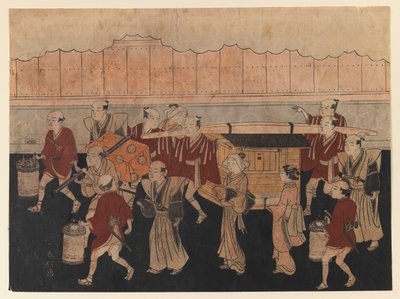 El viaje de la novia a la casa de su esposo, de la serie Las ceremonias de matrimonio, c.1768 de Suzuki Harunobu